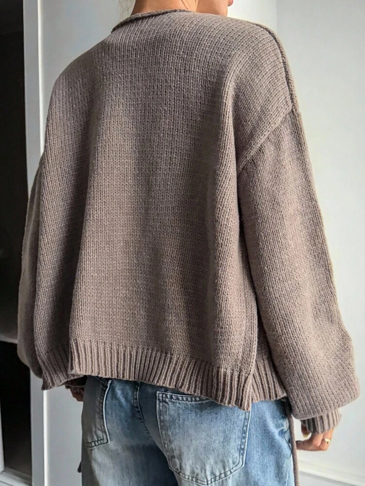 Women's Autumn Lace-Up Decorative Casual Sweater
