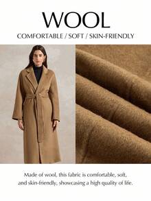 Briarwyn Einfarbiger Taillengürtel, eleganter Pendler-Mantel mit doppelseitiger Wolle, Langarm-Stil für Damen im Herbst und Winter, Lässig-Outfits für Damen, Business-Casual - Kastanienbraun - Übersicht 10