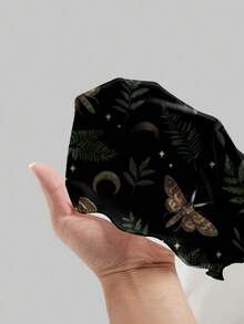 ROMWE Gothic Goth Dark Forest Moth Butterfly Leaf Sun Moon Star Print Mini Dress, Green & Black