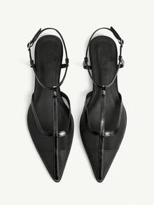 CUCCOO CHICEST 女士黑色网眼尖头平底鞋，优雅通勤浪漫简约时尚鞋，适合工作、约会、下午茶、万圣节、情人节 - 黑色 - 查看 2