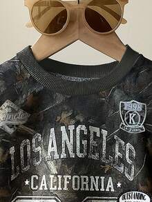 SHEIN Playful Pals Infant/Baby Boy Halloween Day Of The Dead Letter Print Crew Neck Long Sleeve Pullover Sweatshirt, Baby Sweatshirt, Top, 6M-3T, Street Casual Sweatshirt, Baby Boy Autumn/Winter Halloween Sweatshirt Baby Boy Jersey Los Angeles Baby Boy Jersey Boys Camo Sweatshirt Baby Boy Camo Sweatshirt Baby Boy Camo Clothes Fall - Multicolor - View 5