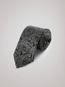 OFFICEAU Luxury 8CM Men Tie Gray Grey Black & White Color Dot Stripes Floral Necktie For Man Groom Jacquard Woven Neck Tie For Business Wedding Party