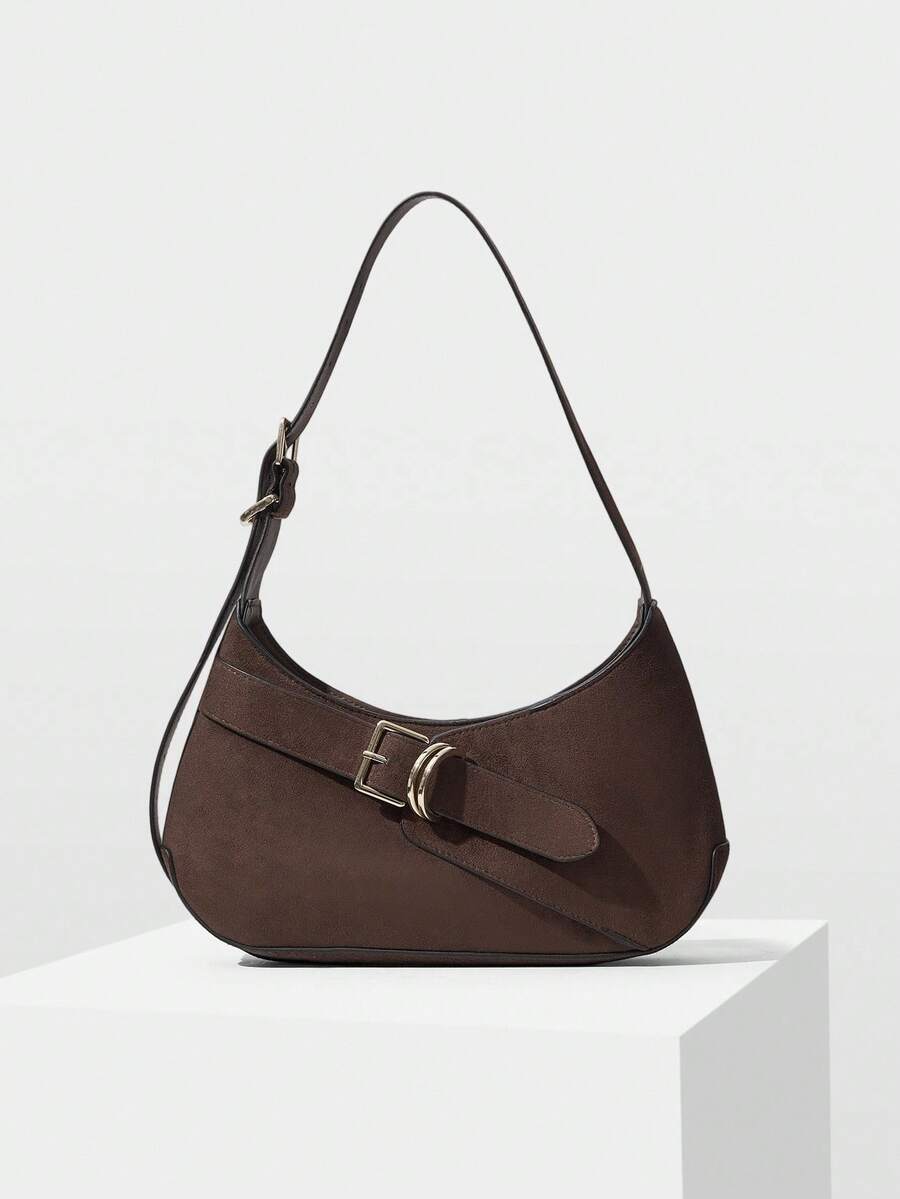 MOTF PREMIUM BUCKLE DECOR PU LEATHER SHOULDER BAG