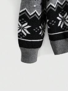 ROMWE Women's Gothic Ghost & Bat Jacquard Pullover Sweater, Halloween - Black - View 4