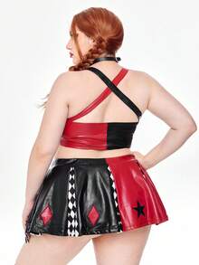 ROMWE Avant Set costume da donna taglie forti con top a canotta con grafica a lettere e minigonna