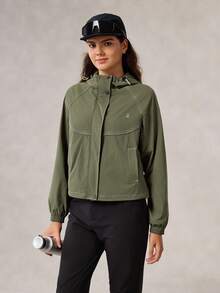 OutZeal Áo khoác ngoài trời chống nước có dải phản quang túi bên hông dành cho nữ đi bộ đường dài cắm trại mùa thu đông - màu xanh lá - Xem 8