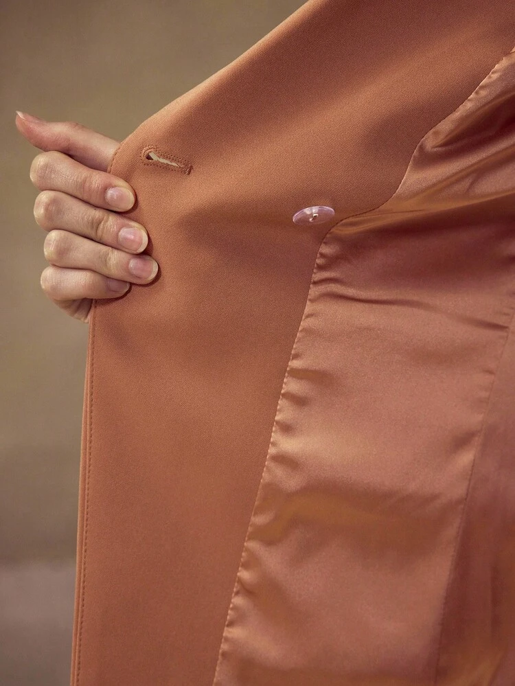 MOTF Classy SOLID PEAK COLLAR SINGLE BUTTON PLACKET BLAZER