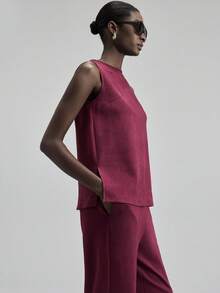 Ontre 2025 Toamnă/Iarnă Nou Stil Casual Coreean Minimalist, Design Minimalist Japonez, Violet, Material Moale din Piele Întoarsă, Set de 2 Piese pentru Femei, Guler Rotund, Vacanță Casual, Naveta Coreeană/Japoneză, Purtare Zilnică, Toamnă/Iarnă, Fără Mâneci, Croială Lejeră, Potrivită pentru Halloween, Crăciun, Invitate la Nuntă, Profesoare - Violet - Vizualizare 4