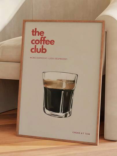 1 件咖啡俱乐部帆布海报 - 复古装饰艺术现代复古卡通主题，适用于客厅、卧室、家庭办公室、厨房、浴室帆布艺术，无框