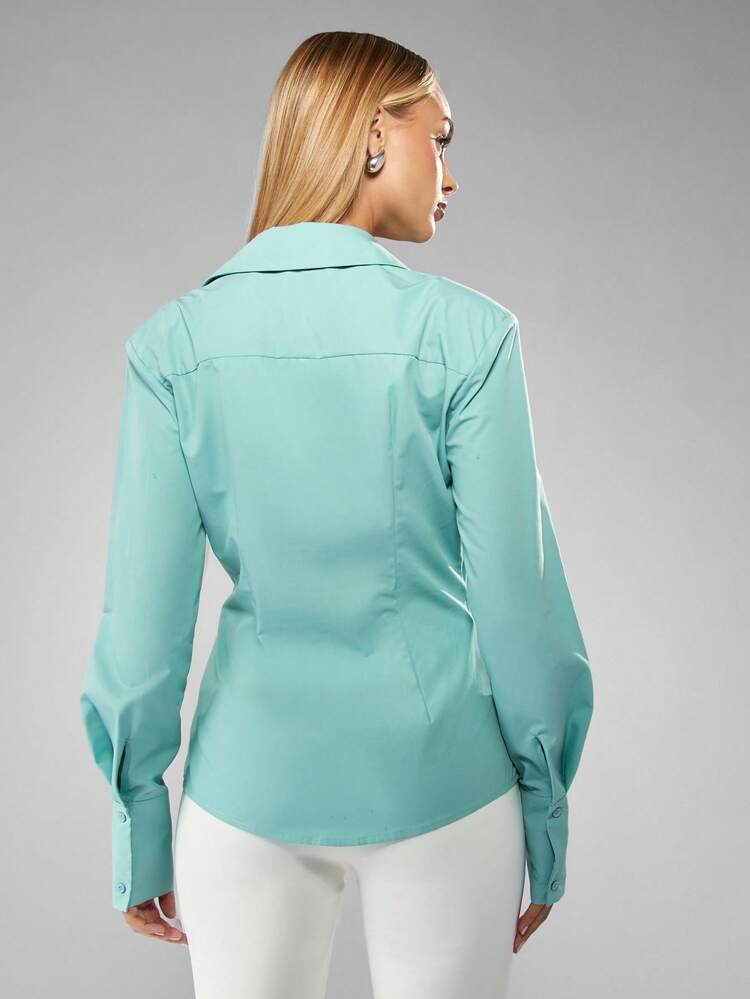 MISSGUIDED Long Sleeve Button Down Collared Blouse Christmas