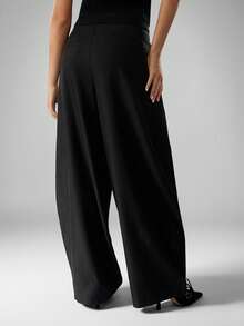 MISSGUIDED Quần Palazzo ống rộng cạp cao thanh lịch cho công sở và dạ hội - màu đen - Xem 2