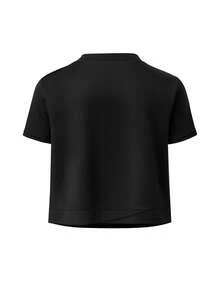 Adidas W STDIO CROP T T-SHIRTS - Black / White - View 2