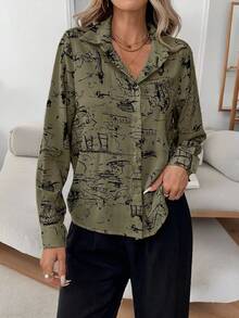 EMERY ROSE Chemise décontractée à manches longues, boutonnée devant, avec couleurs contrastées pour femmes - Multicolore - Voir 7