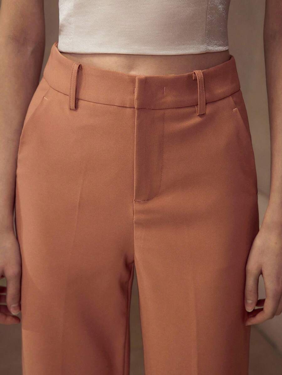 MOTF Classy SOLID ZIPPER FLY SEAM FRONT SUIT PANTS - Mocha Brown - View 2