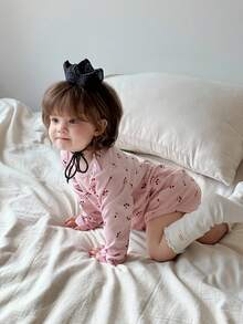 DAZY Baby Girls Floral All-Over Print Crew Neck Long Sleeve Bodysuit Fall,Winter - Pink - View 6