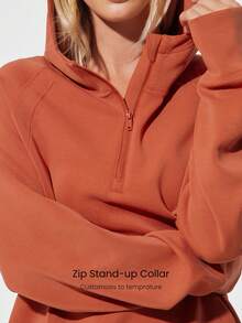 GLOWMODE Modal Silk Touch Oversized Long Sleeve Half-Zip Hoodie Fall