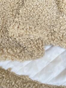 Vionelle Plus Size Fashion Solid Casual Long Sleeve Flip Collar Quilted Faux Teddy Fleece Jacket For Women Winter Autumn Fall