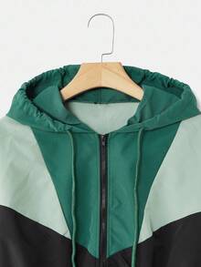 SHEIN EZwear 大码轻便休闲时尚宽松长袖拉链夹克 - 薄荷綠 - 查看 3