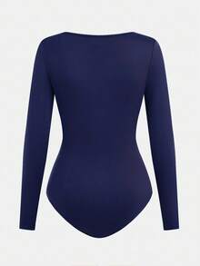 SHEIN Girlism 3pcs/Set Teen Girls' Black, Gray, Navy Crew Neck Solid Color Long Sleeve Snap Front Jumpsuit Romper Outfit, Buy 1 Get 2 Free Fall Winter - Navy Blue - View 9