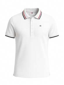 Tommy Hilfiger Slim Fit Contrast Flag Women's Polo Shirt Optic White - Biały - Zobacz 1