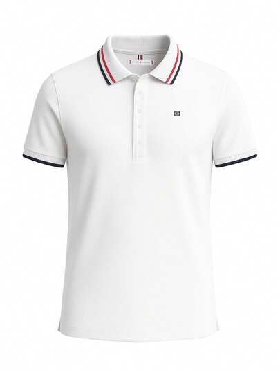 Tommy Hilfiger Slim Fit Contrast Flag Women's Polo Shirt Optic White