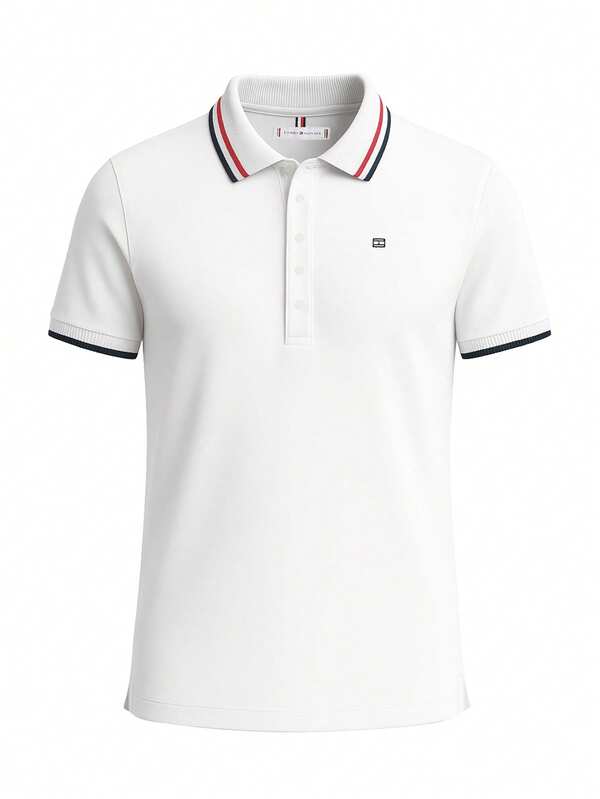 Tommy Hilfiger Slim Fit Contrast Flag Women's Polo Shirt Optic White
