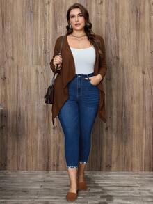 EMERY ROSE Plus Size Women Casual Rhinestone Pocket Jeans - Dark Wash - View 2