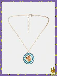 SCOOBY-DOO X SHEIN 1pc Fashionable Letter & Dog Pendant Necklace - Gold - View 2