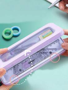 1 套极具吸引力的圆规尺子套装三角尺测试尺多功能尺子金属配件套装。