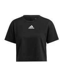 Adidas W STDIO CROP T T-SHIRTS - Black / White - View 1