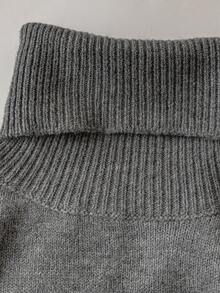 Selianne Pull col roulé ajusté pour femmes, tricot doux et douillet, polyvalent pour l'automne/l'hiver - Gris - Voir 4