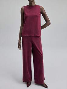 Ontre 2025 Toamnă/Iarnă Nou Stil Casual Coreean Minimalist, Design Minimalist Japonez, Violet, Material Moale din Piele Întoarsă, Set de 2 Piese pentru Femei, Guler Rotund, Vacanță Casual, Naveta Coreeană/Japoneză, Purtare Zilnică, Toamnă/Iarnă, Fără Mâneci, Croială Lejeră, Potrivită pentru Halloween, Crăciun, Invitate la Nuntă, Profesoare - Violet - Vizualizare 5