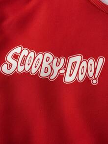 SCOOBY-DOO X SHEIN Sudadera de cuello redondo de manga larga con bloques de color y diseño navideño para niña preadolescente