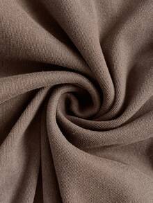 SHEIN Maternity Casual Commuter Solid Color Draped Neck Fitted Dress - Brown - View 7