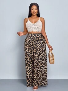 SOLERSUN Leopard Print Casual Loose Pants, Comfortable & Fashionable For Summer, Plus Size Fall Cloth For Women - Multicolor - View 3