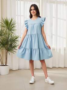 SHEIN Teen Girl Solid Color Sleeveless Fashion Summer Dress Summer Holiday