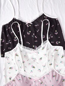 CottageSlumber PetitDoll 女士甜美碎花吊带背心和短裤睡衣套装，浪漫少女多件套家居服睡衣套装 - 彩色 - 查看 6