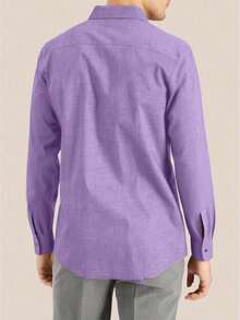 Manfinity Homme Men's Plus Size Solid Color Long Sleeve Casual Shirt, Fall