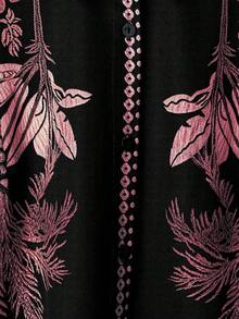 Linhara 优雅通勤休闲女装时尚花卉图案百搭舒适面料衬衫领长袖开衫和松紧腰裙两件套，杏色，加大码，春/夏/秋季 - 粉色 - 查看 6