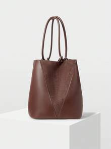 MOTF PREMIUM WOMEN'S SOFT SUEDE PATCHWORK BUCKET BAG ESPRESSO BROWN - Coffee Brown - View 3