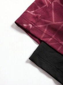 Manfinity Sport Corelite Men's Bull Print Drawstring Waist Double Layer Sports Shorts - Burgundy - View 4