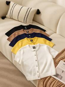 Maija 2025秋冬新款黑色针织钩花圆领前开单排扣金属蝴蝶结纽扣厚柔软针织女开衫毛衣百搭优雅都市浪漫西部朋克Y2K乡村音乐节复古韩国机场旅行街头婚礼嘉宾生日万圣节商务休闲办公室约会派对外出机场返校秋冬女装 - 黑色 - 查看 2