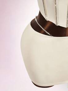 Amplova Conjunto de 2 piezas de top bandeau y minifalda decorados con rhinestones para tallas grandes