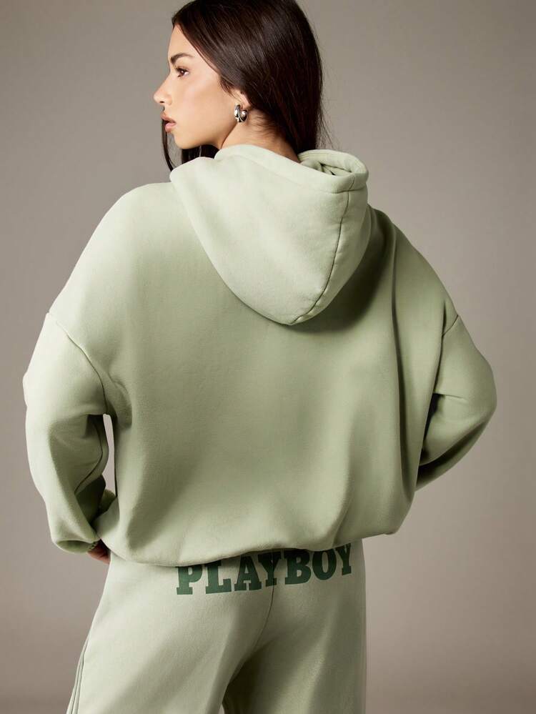 Missguided x Playboy Sweat à capuche cargo surdimensionné délavé avec cordon de serrage