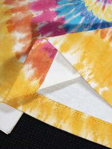 LOONEY TUNES X SHEIN Plus Size Tie-Dye Tweety Bird & Letter Graphic Casual Crew Neck Short Sleeve Tee, Summer Y2k