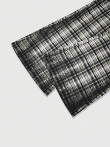 ROMWE MEN Grunge Punk Celana Jogging Kasual Pria Model Lebar dengan Tali Serut dan Motif Kotak-kotak serta Kantong - MultiWarna - View 4