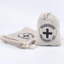 SHEIN Basic living 12 件/6 件/4 件/2 件/1 件宿醉帆布礼品袋派对回礼束口袋适用于婚礼生日、派对、万圣节、宿醉生存客人、礼品包装袋旅行家居杂物收纳袋圣诞节节日礼物情人节 - 黑色 - 查看 5