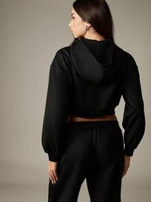 Missguided x Playboy Oversized Cropped Zip Up Hoodie With White Stripe Detail And Logo Patches For Casual Streetwear Style