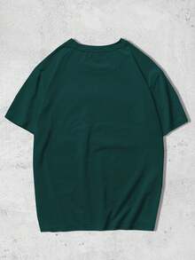 Manfinity Homme Plus Size Men's Casual Versatile Letter Print T-Shirt, Summer