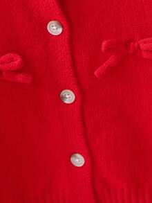 Sparklyn 少女Y2K甜美蝴蝶结复古针织开衫，休闲百搭，适合返校、秋冬季节、圣诞节、公主风、万圣节/圣诞派对、度假等各种场合。 - 紅色 - 查看 5